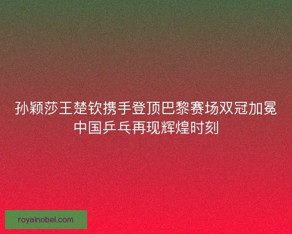 孙颖莎王楚钦携手登顶巴黎赛场双冠加冕中国乒乓再现辉煌时刻