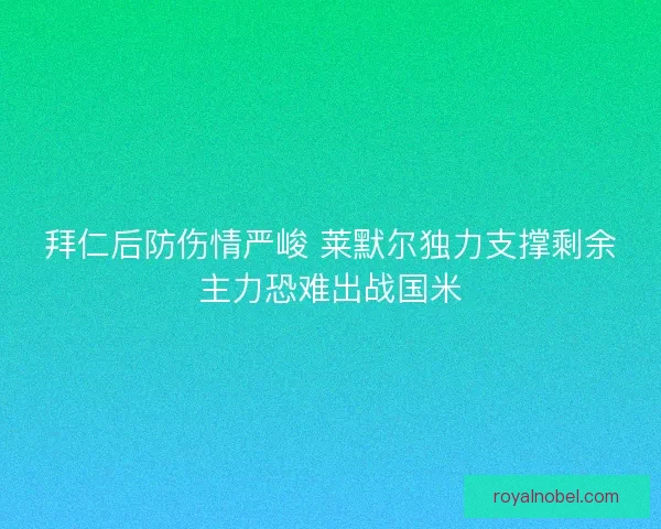 拜仁后防伤情严峻 莱默尔独力支撑剩余主力恐难出战国米